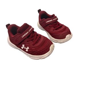 Under Armour Kids Maroon and White Hook-and-Loop Sneakers